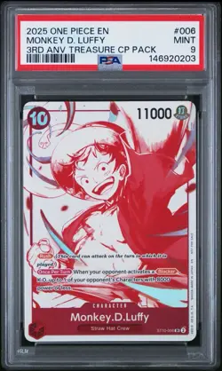 2025 One Piece EN 3rd Anniversary Treasure CP Pack #006 Monkey D Luffy PSA 9 - Image 1