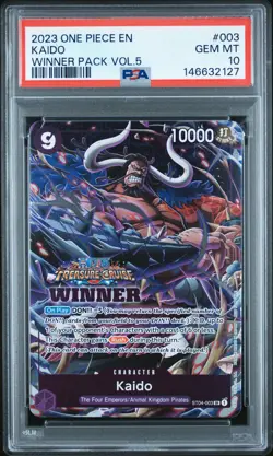 2023 ONE PIECE PROMOS WINNER PACK VOL.5 #003 KAIDO PSA 10 - Image 1