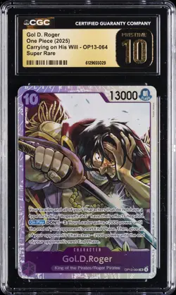2025 ONE PIECE - CARRYING ON HIS WILL SUPER RARE GOL D. ROGER CGC 10 PRISTINE - Image 1