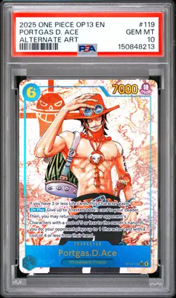 2025 ONE PIECE OP13-CARRYING ON HIS WILL ALTERNATE ART PORTGAS D. ACE PSA 10 - Image 1