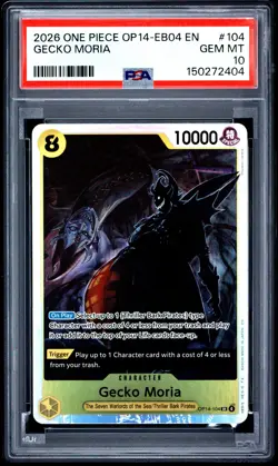 2026 ONE PIECE OP14-EB04-THE AZURE SEA'S SEVEN #104 GECKO MORIA PSA 10 - Image 1