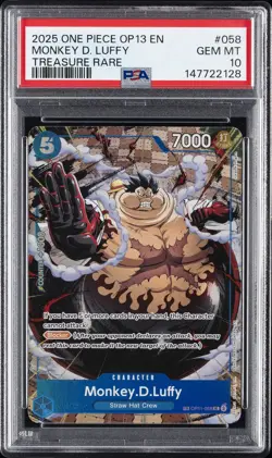 2025 ONE PIECE OP13-CARRYING ON HIS WILL TREASURE RARE MONKEY D. LUFFY PSA 10 - Image 1