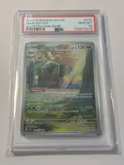 Pokemon TCG Mabosstiff Scarlet & Violet Illustration Rare Card 218/198 PSA 10 - Image 1