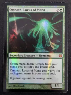 MTG FOIL Omnath, Locus of Mana- DAMAGED -FTV: Legends Magic the Gathering Card - Image 1