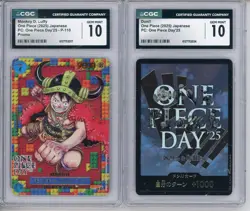 Monkey D. Luffy P-110 & DON Card SET Gem Mint 2025 One Piece Day 25 JPN CGC 10 - Image 1