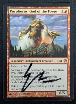 MTG Purphoros, God of the Forge- SIGNED -Theros Magic the Gathering Card #135 - Image 1