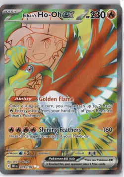 Ethan's Ho-Oh ex 209/182 JTG Ultra Rare Full Art Pokemon Card NM - Image 1