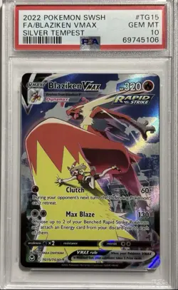 PSA 10 Blaziken VMax Full Art TG15/TG30 Silver Tempest Pokemon - Image 1