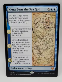 Kiora Bests the Sea God THB Mythic Rare MTG Enchantment Saga Kraken Token NM - Image 1