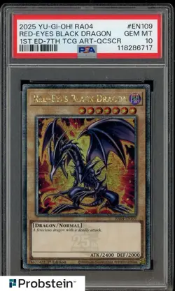 2025 Yu-Gi-Oh! RA04 1st Ed. 7th TCG ART-QCSCR EN109 Red-Eyes Black Dragon PSA 10 - Image 1