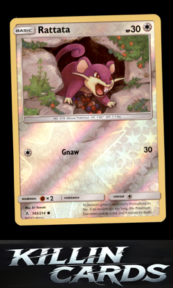 Reverse Holofoil Rattata 143/214 Pokemon Common SM - Unbroken Bonds Card NM - Image 1