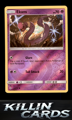 Reverse Holofoil Ekans 62/214 Pokemon Common SM - Unbroken Bonds Card NM - Image 1