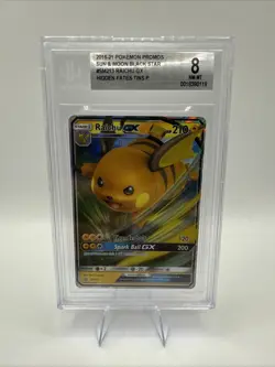 Pokemon Sun & Moon Black Star Promo Raichu GX SM213 Holo Card Beckett Nm-Mt 8 - Image 1
