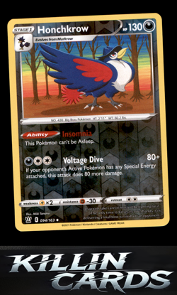 Reverse Holofoil Honchkrow 094/163 Pokemon Uncommon SWSH05: Battle Styles Card N - Image 1
