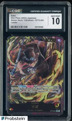2023 One Piece Japanese Starter Deck 3 Brothers ST13-001 Sabo Leader CGC 10 - Image 1