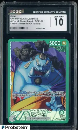 2025 One Piece Japanese A Fist of Divine Speed Jinbe Alternate Art Leader CCG 10 - Image 1