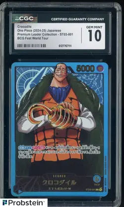 2024-25 One Piece Japanese Premium Leader BCG Fest World Tour Crocodile CGC 10 - Image 1