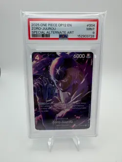 2025 One Piece OP12 EN Special Alternate Art #004 Zoro-Juurou PSA 9 MINT - Image 1
