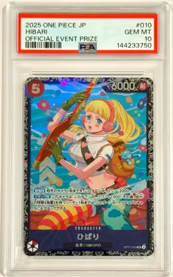 2025 One Piece Hibari OP11-010 Event Prize Promo PSA 10 Flagship Battle Top 8 - Image 1