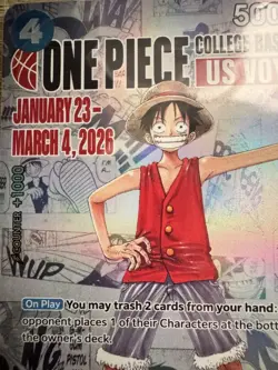 Bandai Namco ONE PIECE CARD GAME Monkey D. Luffy Promo College Basketball US Vo… - Image 1