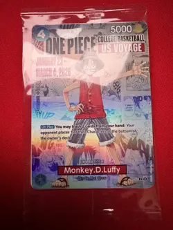 Bandai Namco ONE PIECE CARD GAME Monkey D. Luffy Promo College Basketball US Vo… - Image 3