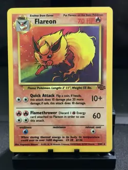Pokemon Flareon Holo Rare Unlimited Stage 1 3/64 Card - Image 1