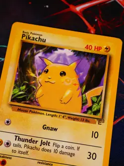 LP/NM Pokemon (E3 Stamp) PIKACHU Card BASE Set 58/102 Yellow Cheeks WOTC Promo#4 - Image 1