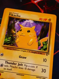 LP Pokemon (E3 Stamp) PIKACHU Card BASE Set 58/102 Yellow Cheeks WOTC Promo#2 - Image 1
