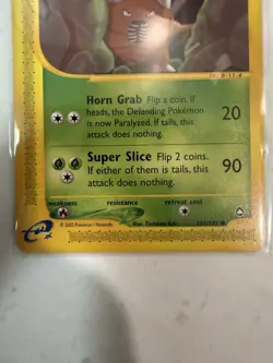 Pinsir 101/147 Aquapolis Basic Common Regular Pokemon Card HP 60 Super Slice - Image 3