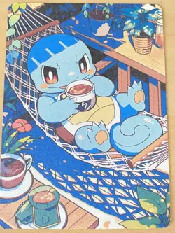Anime ART STYLE squirtle Fan Full Art Pokemon Custom Card/perfect bookmark - Image 1