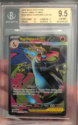 Mega Charizard x EX 109/094 Beckett 9.5 Phantasmal Flames Holo BGS Pokemon TCG - Image 1