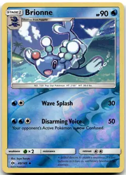 Pokemon Brionne Base Set SM01 #40/149 Uncommon Reverse Holo LP BUY 2, 1 FREE! - Image 1