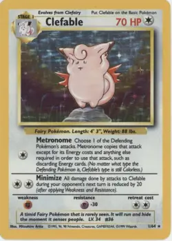 Clefable Pokemon Base Set Holo No Set Symbol Error Card #1 - Image 1