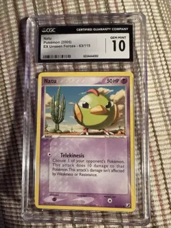 Natu Pokemon 2005 Ex Unseen Forces 63/115 Cgc 10 - Image 1