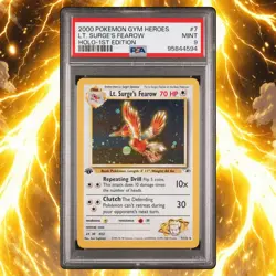2000 POKEMON GYM HEROES HOLO-1ST EDITION #7 LT. SURGE'S FEAROW PSA 9 - Image 1