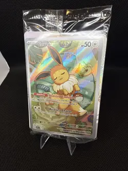 SEALED Pokemon Prismatic Evolutions Eevee SVP 173 Black Star Promo & Sleeves - Image 1