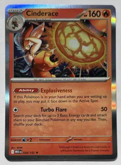 Cinderace 028/132 Rare Mega Evolution Pokemon Holo Lightly Played - Image 1