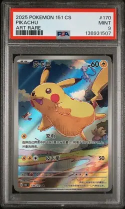 2025 POKEMON SIMPLIFIED CHINESE 151 C-COLLECTION 151 ART RARE PIKACHU PSA 9 - Image 1