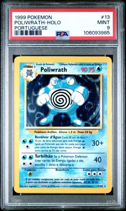 1999 Pokemon Portuguese Base Set Poliwrath Holo #13 PSA 9 MINT - Image 1