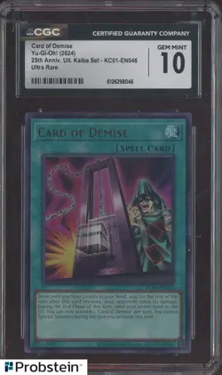 2024 Yu-Gi-Oh! 25th Anniversary Kaiba #KC01-EN046 Card of Demise CGC 10 GEM MINT - Image 1