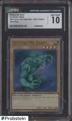 2024 Yu-Gi-Oh! 25th Anniversary Kaiba #KC01-EN019 Hitotsu-Me Giant CGC 10 - Image 1
