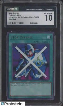2024 Yu-Gi-Oh! 25th Anniversary Kaiba #KC01-EN039 Stop Defense CGC 10 GEM MINT - Image 1