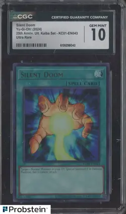 2024 Yu-Gi-Oh! 25th Anniversary Kaiba #KC01-EN043 Silent Doom CGC 10 GEM MINT - Image 1