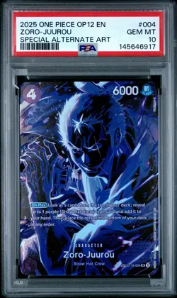 2025 ONE PIECE OP12-LEGACY OF THE MASTER #004 ZORO-JUUROU PSA 10 - Image 1