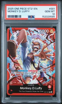 2025 ONE PIECE STARTER DECK ST21-EX GEAR 5 #001 MONKEY D. LUFFY PSA 10 - Image 1