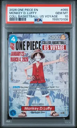 PSA 10 Monkey D. Luffy 2026 One Piece College Basketball US Voyage #P-055 Promo - Image 1