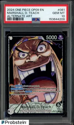 2024 One Piece OP09 EN #081 Marshall D. Teach Alternate Art PSA 10 GEM MINT - Image 1