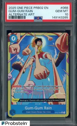 2025 One Piece PRB02 EN Alternate Art #068 Gum-gum Rain PSA 10 GEM MINT - Image 1