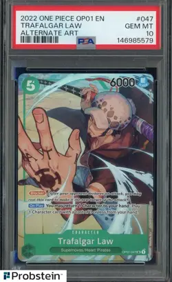 2022 One Piece OP01 #047 Trafalgar Law Alternate Art PSA 10 GEM MINT - Image 1