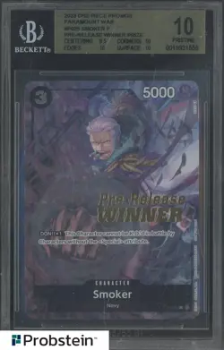 2023 One Piece Paramount War P025 Smoker Pre-release Winner Prize BGS 10 - Image 1